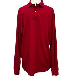 Polo Ralph Lauren Men XL Red Long Sleeve Preppy Blokecore Polo Shirt 100% Cotton